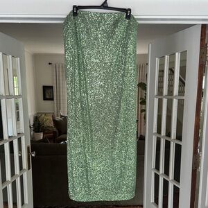 Green Sequin Strapless Dress